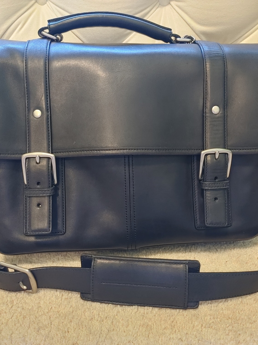 COPY - Vintage Coach Black Leather Messenger Bag